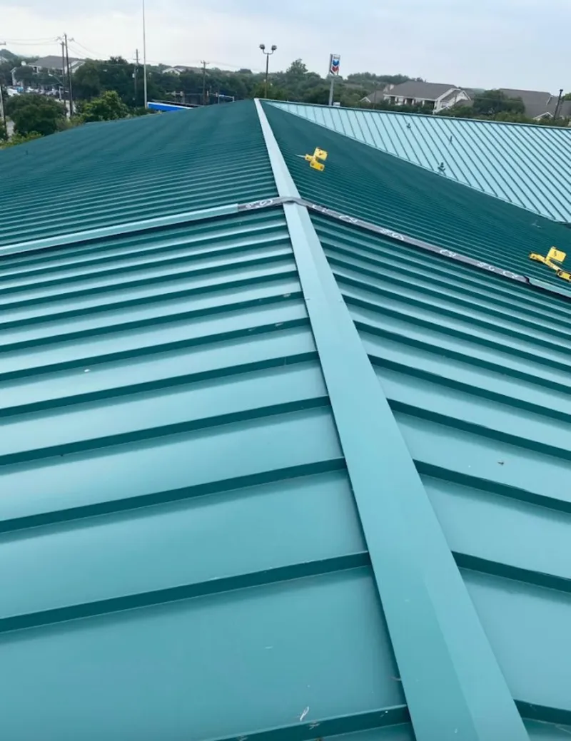 Green commercial metal roof ridge and valley for Metal Roof Repair in Waldwick